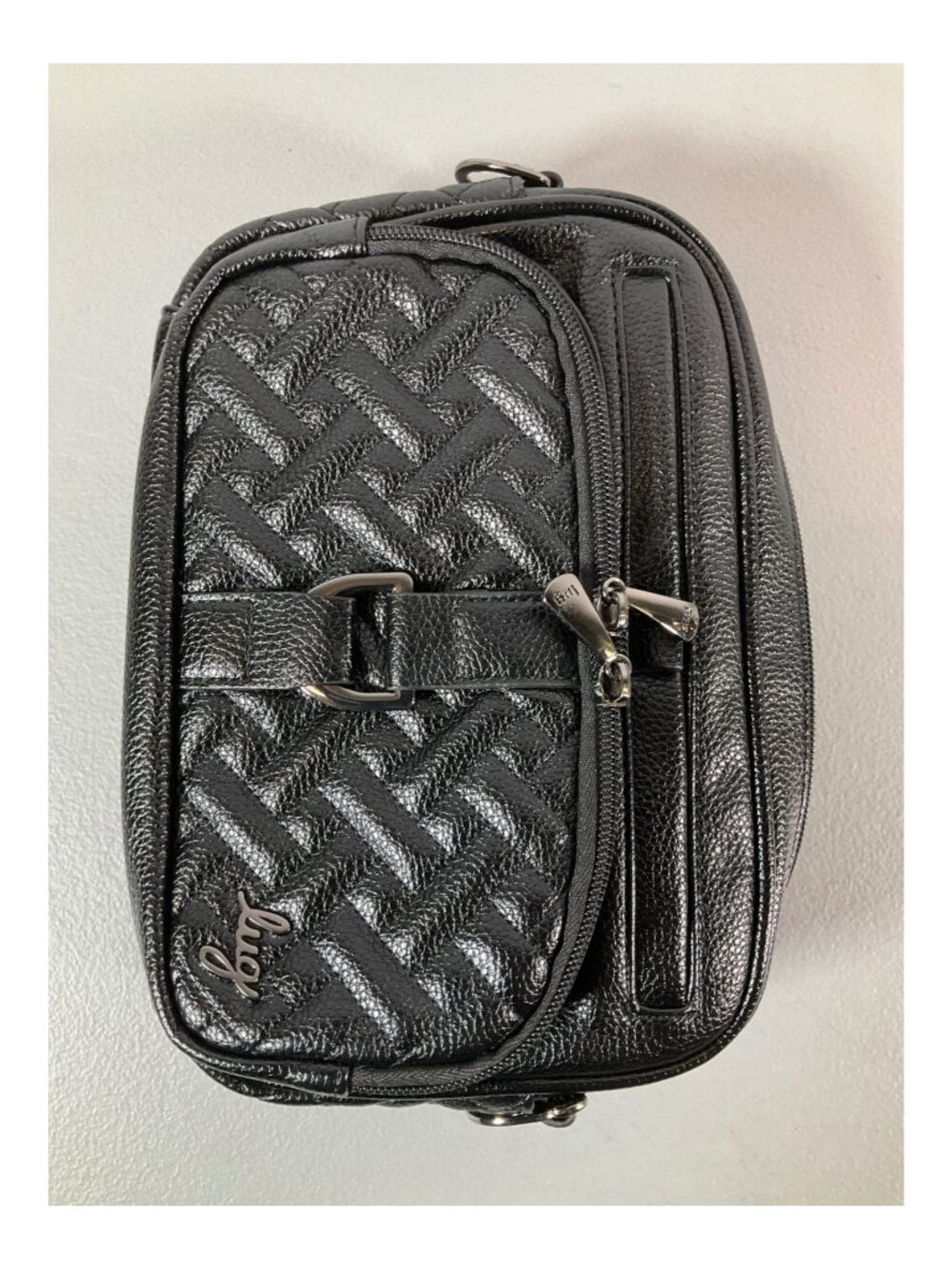 Lug Carousel VL RFID Crossbody Bag - Vegan Faux Leather, Detachable Strap, Black